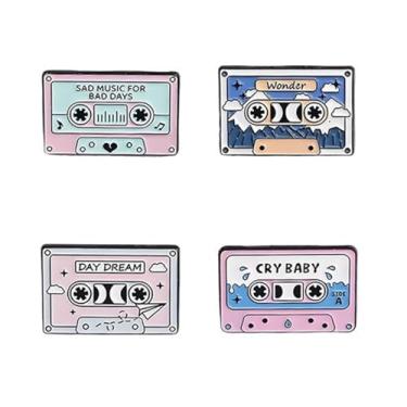 Imagem de Conjunto de broche de fita magnética para mulheres e homens, brincos de fita magnética tipo caixa vintage, broche de fita de rádio de acrílico, Halloween, RPG, brilhante, festa, festival, fantasia