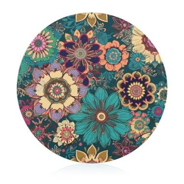 Imagem de Tábua de cortar para cozinha, antiderrapante, resistente ao calor, fácil de limpar, tábua de cortar flores boêmia - Presente de cozinha ideal para cozinheiros domésticos