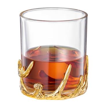 Imagem de The Wine Savant Copo de uísque de chifre dourado único