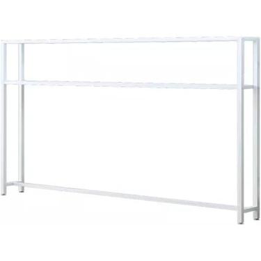 Imagem de Mesa De Console De Duas Camadas, Mesa De Salão, Mesa Lateral, Mesa De Sofá De Sala De Estar, Atrás Da Cama Prateleira Dupla, White, 150x15x102cm