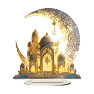 Imagem de Sclmgo Decoração de Castelo Lunar em Acrílico com Base 2D Delicado, à Prova D'água, Enfeite de Mesa, Peça Central para Estante de Livros, Casa