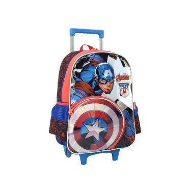 Imagem de Mochila Rodas Capitão América Escolar Avengers Meninos Azul