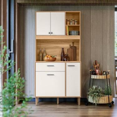 Imagem de Armário De Cozinha Compacta 90 Cm Com Pés Melinda 4 Portas - NICIOLI, 