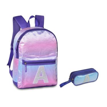 Imagem de Mochila De Costas Lantejoulas Clio Girls Com Estojo Cg2162