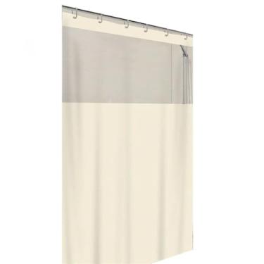 Imagem de Cortina de Box Visor Antimofo Bastão Suporte P box Banheiro Varão 90cm x 1,30m 50cm x 90cm(Bege,90cm x 1,30m)