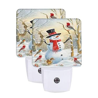 Imagem de AieeFun Conjunto de 2 luzes noturnas, boneco de neve de inverno, Natal, neve, sensor automático, LED, luz noturna do crepúsculo ao amanhecer, plug-in para decoração interna para adultos