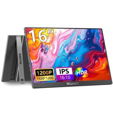 Imagem de Monitor portátil WUAWE IPS 1920x1200P de 16 polegadas com suporte pret