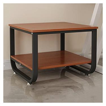 Imagem de Suporte de impressora para mesa de mesa, suporte de armazenamento multiuso de ferro, suporte de impressora de chão para casa/escritório, carrinho de impressora de mesa de 2 camadas (cor: marrom)