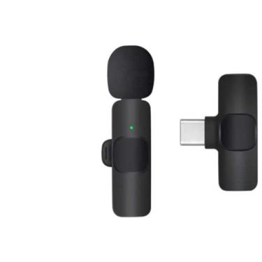 Imagem de Kit 2 Microfone de Lapela Sem Fio Wireless Um Receptor Profissional Alcance 20 Metros Tipo C Android Presilha para Camisa Transmissão Reunião Palestra Gravação de Vídeo YouTube TikTok