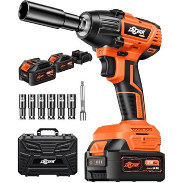 Imagem de Decerk Chave De Impacto Sem Fio Decerk Com Bateria De 2 X 4,0 Ah, Chave De Fenda De 1/2 Polegada, Sem Escovas, 21 V Max, Pistola De Impacto De 290 Pés-Lbs (400 N.M), Chave Elétrica Para Pneu De Carr