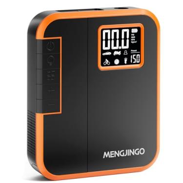 Imagem de MENGJINGO Compressor de ar portátil DP3 inflador de pneu - Inflação 2x mais rápida, bomba de ar de 150 PSI para pneus de carro com medidor de pressão de pneu - Bomba inteligente de um clique para