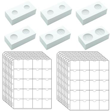 Imagem de 300 peças de papelão com 15 folhas de páginas de bolso para moedas, 6 tamanhos sortidos, 5 x 5 cm, porta-moedas de papelão, flips, suprimentos de coleção de moedas para colecionar moedas, centavos