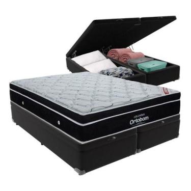 Imagem de Cama Box King Baú Ortobom Elegant Molas Ensacadas Europillow