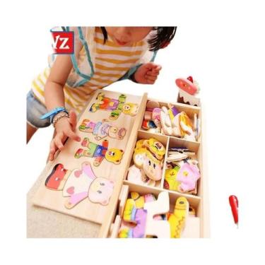 Imagem de Brinquedo Educativo De Madeira Montessori Para Crianças Quebra-Cabeça 