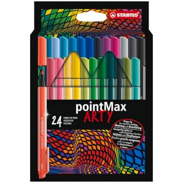 Imagem de Caneta de escrita com ponta de nylon – Stabilo pointMax ARTY carteira para cartão com 24 cores sortidas