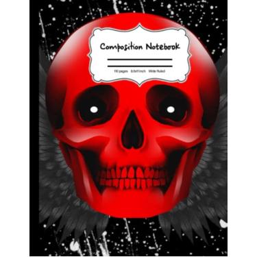Imagem de Composition Notebook: Red skull with wings Wide Ruled Notebook for Students, Kids and Teens | Diary for cats Lovers, Blank Lined Journal for School & College to Write In Ideas 8.5 x 11 in 110 pages