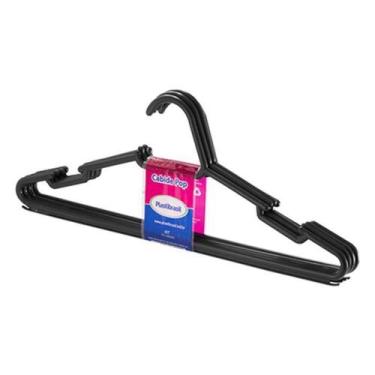 Imagem de Cabide Adulto Pop Preto com 4 Unidades - Plastibrasil