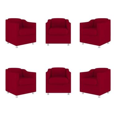 Imagem de Kit 6 Poltronas Decorativas Tilla Consultório Recepção Sala Cor:vermelho