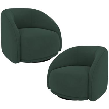 Imagem de Kit 02 Poltronas Decorativas Giratória Angelina M03 Veludo Verde Musgo - Lyam Decor