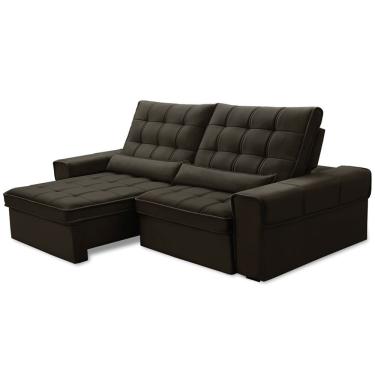 Imagem de Sofá Retrátil Reclinável Para Sala 3 Lugares 250cm Nebrasca F04 Veludo Marrom Escuro - Lyam Decor