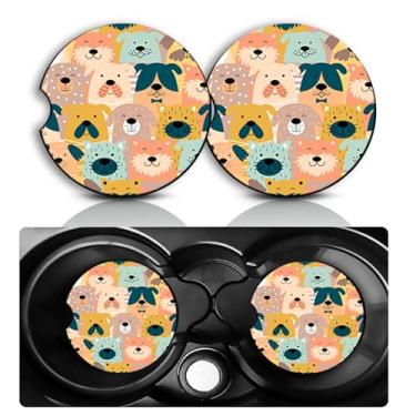Imagem de Conjunto de 2 porta-copos de carro para cães – Acessórios divertidos para carros de cachorro 7 cm tamanho universal tapete de borracha antiderrapante embutido porta-copos de inserção automática