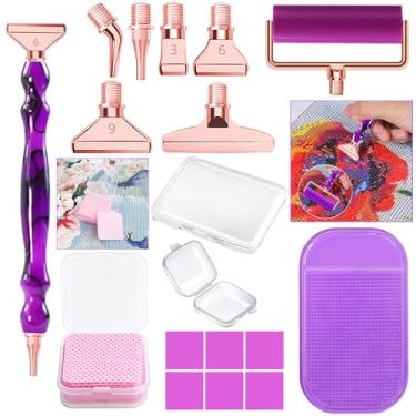 Imagem de Kit de caneta de bolinhas com contas de arte de pintura de diamante com 6 peças de pontas de aço inoxidável, 6 argilas de cola, rolo de arte de diamante e 50 peças de papel de limpeza, bandejas de