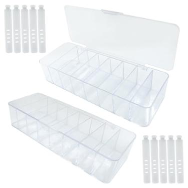 Imagem de Coufce Pacote com 2 organizadores de cabos, caixa de armazenamento de cabos de plástico transparente, 20 braçadeiras, estojo de armazenamento versátil de acessórios eletrônicos para organizadores