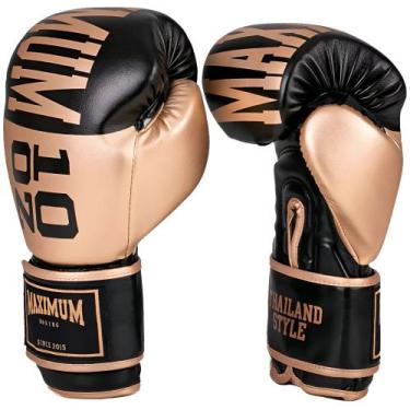 Imagem de Luva de boxe muay thai kickboxing trainning dourada/preta profissional