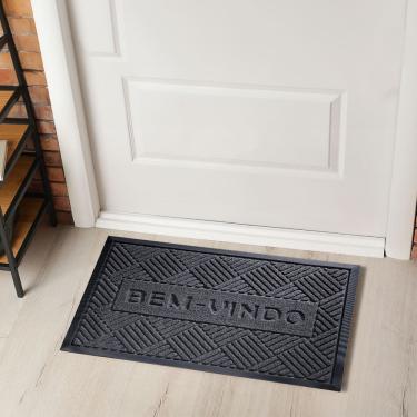 Imagem de Tapete Antiderrapante Capacho Porta Entrada 40cm X 60cm Emborrachado