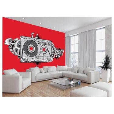 Imagem de Papel De Parede 3D Musica Fita Retrô Mix Tape 3,5M Mus34