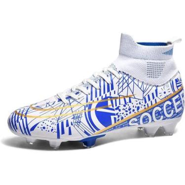 Imagem de Tênis de futebol masculinos de futebol com pontas longas, couro e borr
