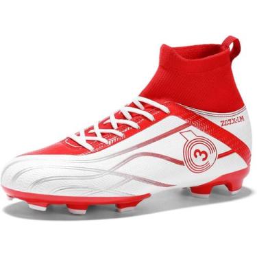 Imagem de Tênis de futebol masculinos de futebol com pontas longas, couro e borr