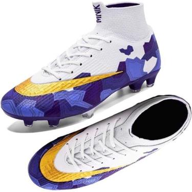Imagem de Tênis de futebol masculinos de futebol com pontas longas, couro e borr