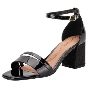 Imagem de Sandália feminina salto grosso beira rio 8536102, Preto, 37