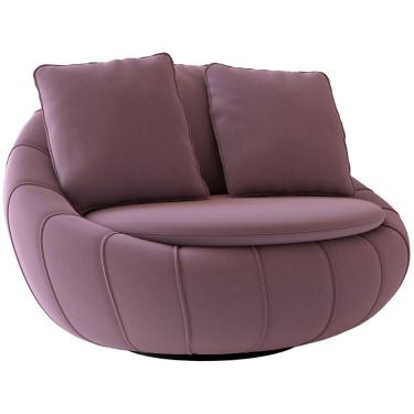 Imagem de Poltrona Decorativa Giratória Sala de Estar Afrodite Veludo Rosê - Gran Belo