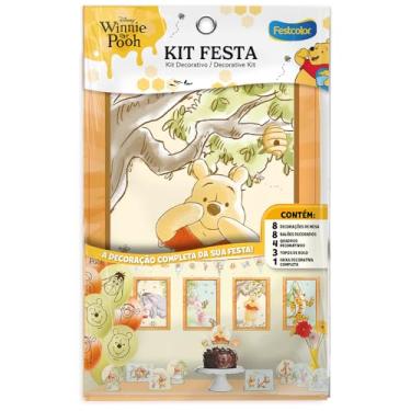 Imagem de Kit Festa 24 Pecas Ursinho Pooh - Embalagem com 1 unidade.