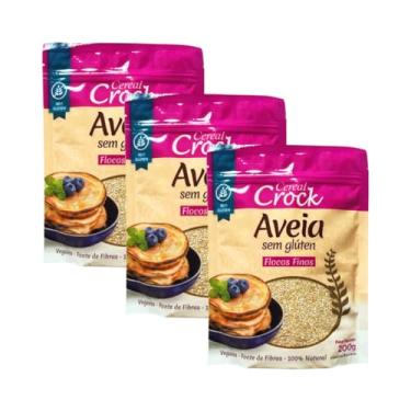 Imagem de Kit com 3 Pouchs de Aveia em Flocos Finos sem Glúten de 200g cada - Cereal Crock