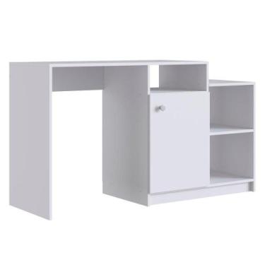 Imagem de Escrivaninha Multiuso 01porta 03nichos 135cm Branco Proddy Branco - MI