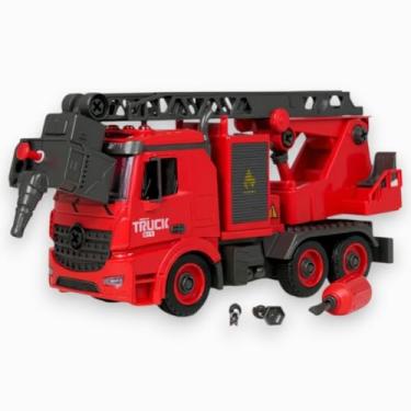 Imagem de Caminhão monta e desmonta Infantil Bombeiro Com água ou Madeireira Com toras (Vermelho)