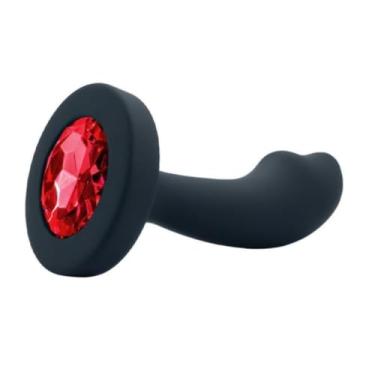 Imagem de Plug Anal Curvado Em Silicone Tamanho P Com Pedra Na Base Plug Anal Penetrável PL143P