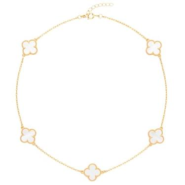 Imagem de VIRENZA Colar Choker Trevos Branco Virginia Folheada Ouro 18k