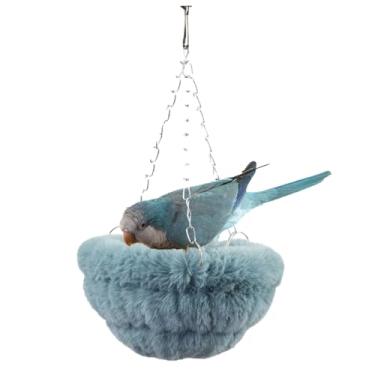 Imagem de CXYYXF Rede suspensa de papagaio de luxo de pele de coelho sintética: ninho de inverno quente ultramacio para periquitos, periquitos, calopsitas, pombinhos, conures. Área de dormir/brincar, presente