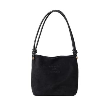 Imagem de Bolsas para axilas de couro PU macio bolsa de ombro de grande capacidade bolsa casual para viagem feminina feminina (preto)