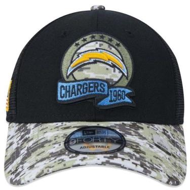 Imagem de BONÉ NEW ERA 940 LOS ANGELES CHARGERS SALUTE TO SERVICE TRUCKER NFP23BON221 PRETO VERDE CAMUFLADO-Masculino