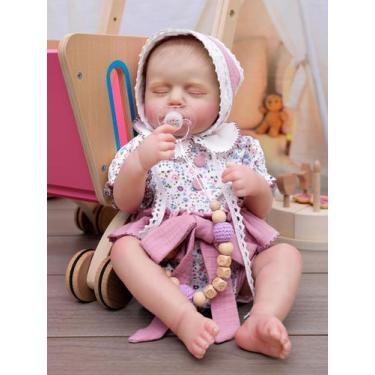 Imagem de Macacão roxo feminino Reborn Baby Doll Cloveray de 51 cm com laço
