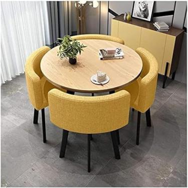 Imagem de Conjunto De Mesa De Jantar Para Recepção Residencial Ou Empresarial, 1 Mesa E 4 Cadeiras, Sala De Reunião, Escritório, Mesa De Jantar Redonda E Conjunto De Cadeiras