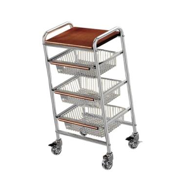 Imagem de AFXGUSD Trote com Bicicleta, Carrinho de Armazenamento, Prateleiras de Armazém, Estantes Móveis, Carrinho de Armazenamento para Mesa Lateral de Sofá Na Bicicl, Brown 3 camada