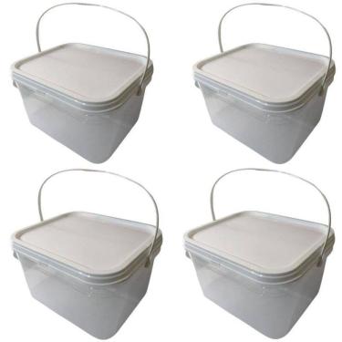 Imagem de Balde Transparente 2.4L Para Armazenar Leite Em Po-Kit 4 Pçs