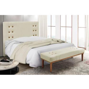 Imagem de Cabeceira Cama Box Queen 160cm e Recamier Gênova Veludo Bege S04 - D'R