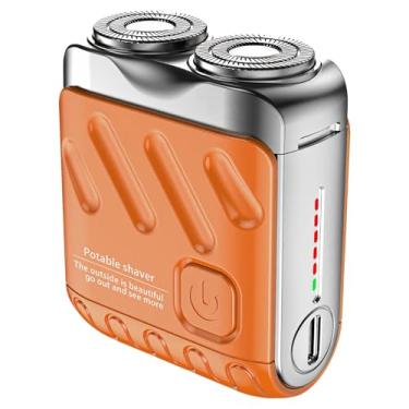 Imagem de Mini barbeador elétrico portátil para homens, cabeça dupla à prova d'água, recarregável por USB, liga de zinco, Ipx7, carregamento rápido com indicador LED